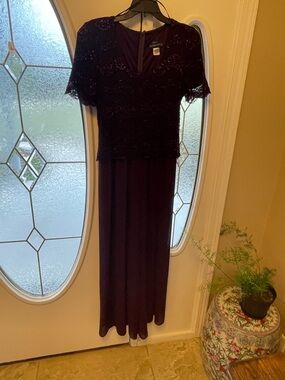 Elegant Rhapsody Jumpsuit formal with Beaded Lace Bodice